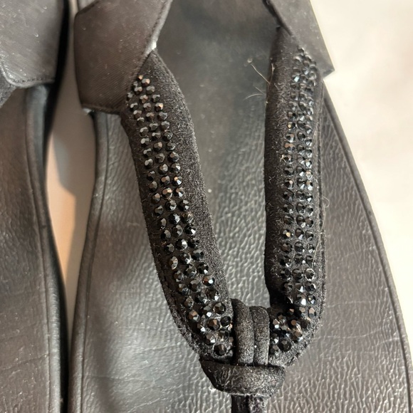 FITFLOP Sz 8.5 Sparkly Front Post Velcro Closure Strap Platform Slip On Sandals - Picture 10 of 10